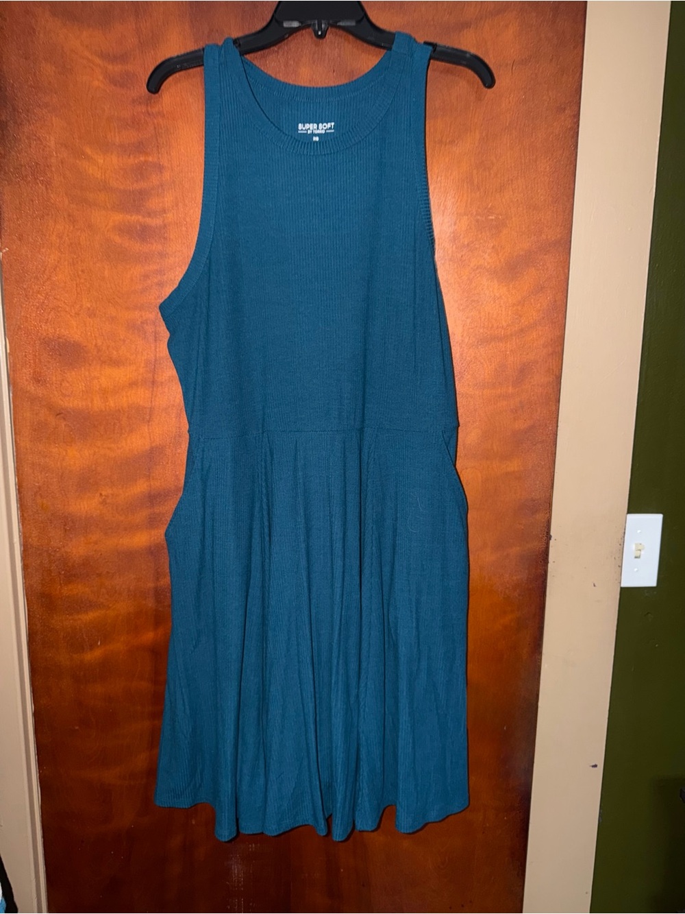 Super soft Sleeveless ribbed skater dress with pockets